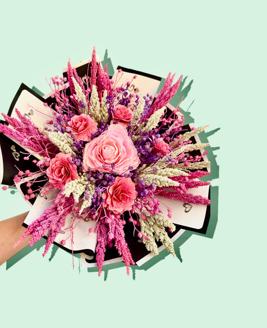 Pink Joyful Round full scented dried bouquet