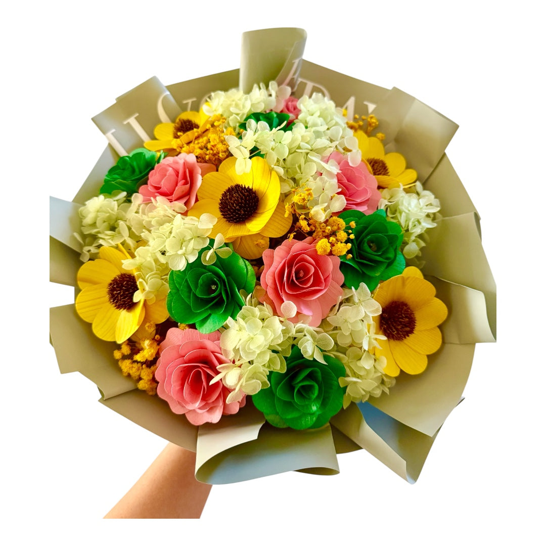 Yellow and Green Fairy Scented Dried Pretty Bouquet w/ card